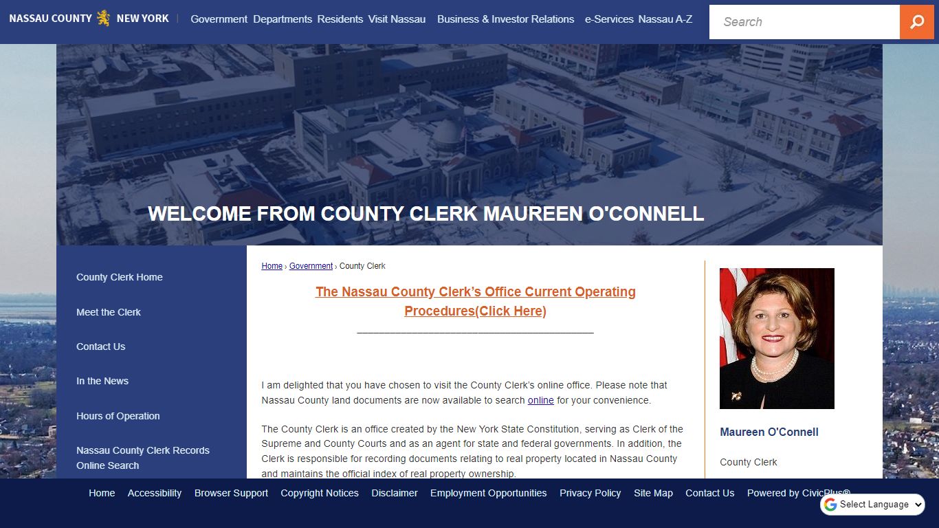 Welcome from County Clerk Maureen O'Connell | Nassau County, NY ...