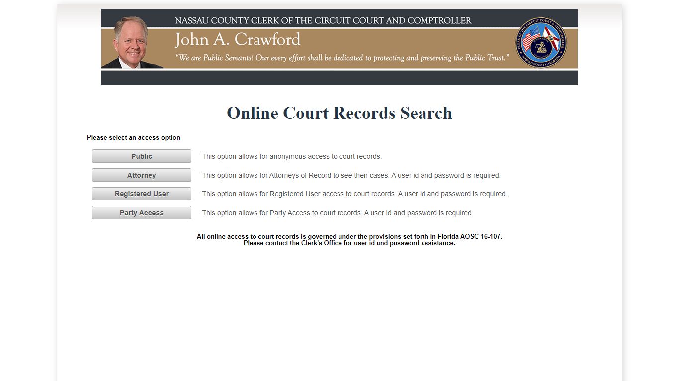 Nassau County OCRS - ONLINE COURT RECORDS SEARCH
